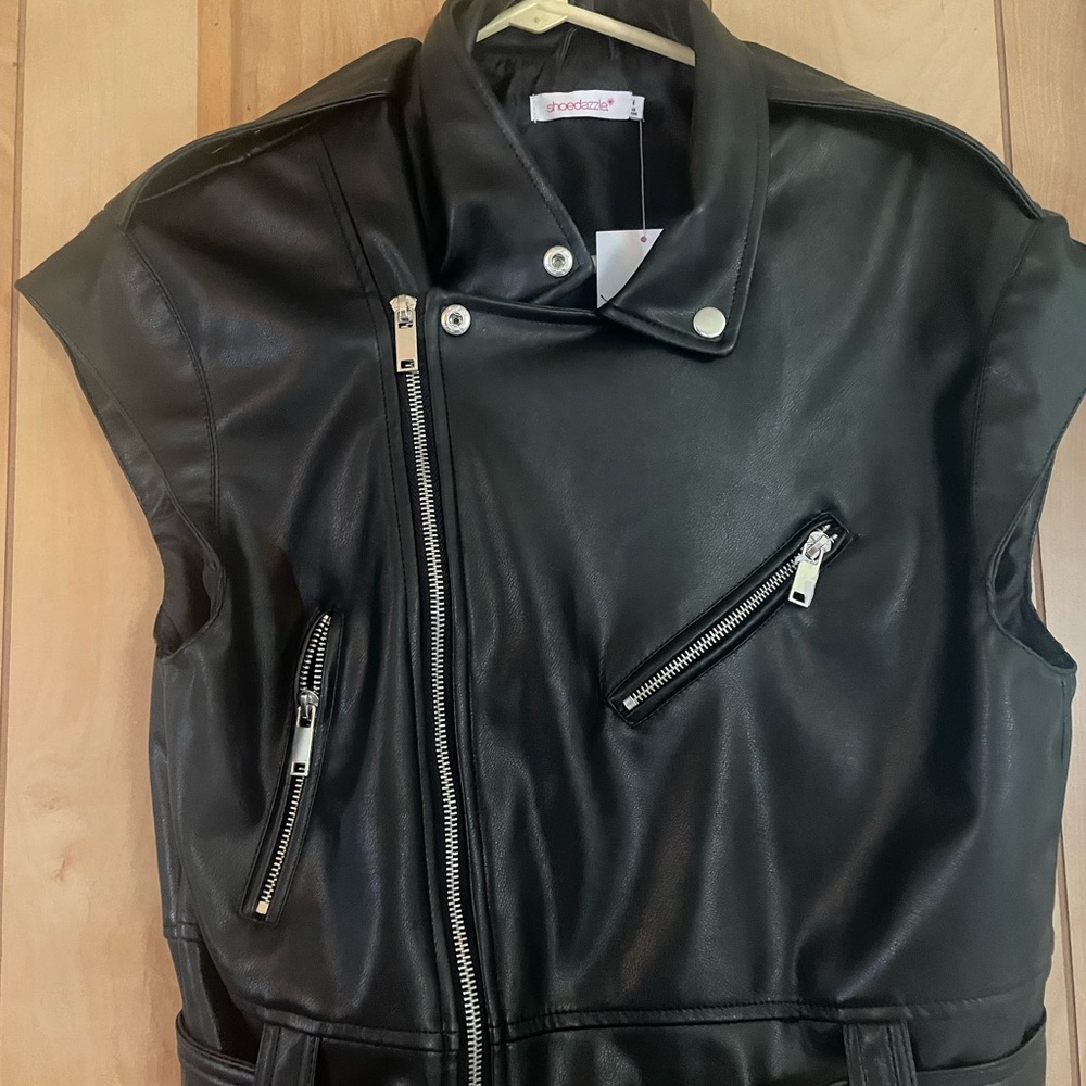 vegan leather moto vest